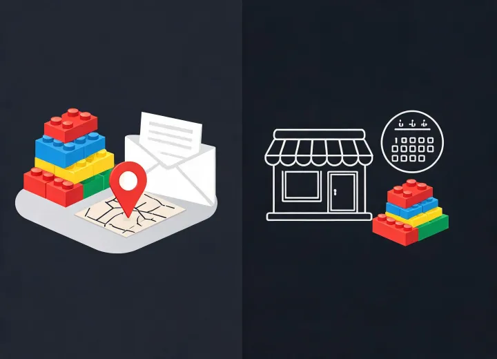 Lego contact map and support desk illustration