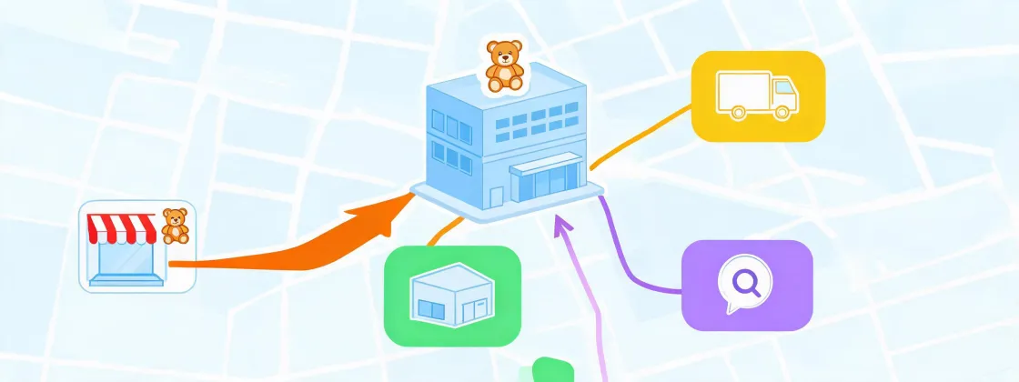 Map style illustration for Lego support office